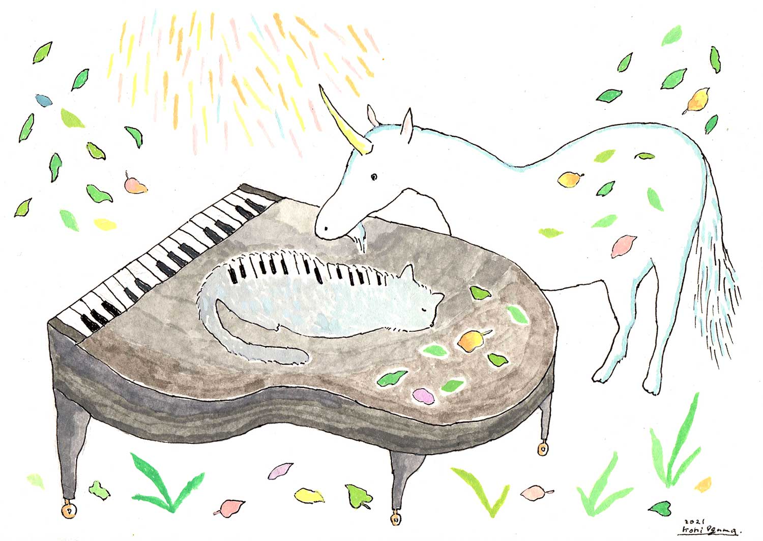 ピアノ猫とユニコーン | おぐまこうき Koki Oguma / Illustrator